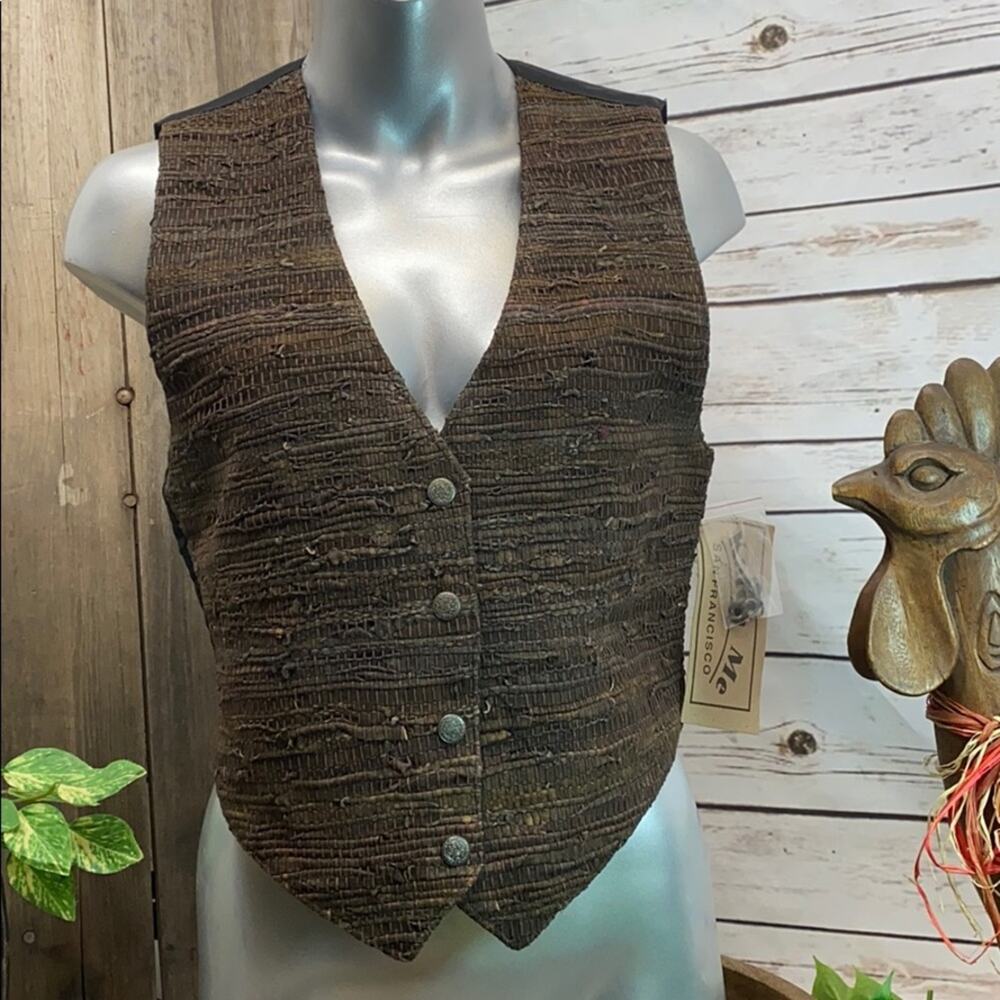Katch Me Retro NWT 1980s Cowboy BoHo Vintage Hippie Brown Leather Vest S N